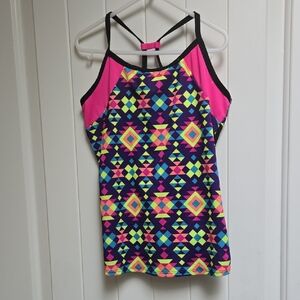 Circo Vibrant Geometric Pattern Tank Top Racer Back Children Large 10/12